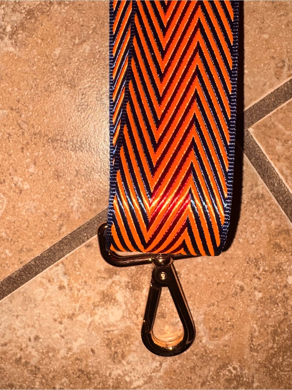 Chevron Adjustable Messenger Bag Strap in Orange & Navy